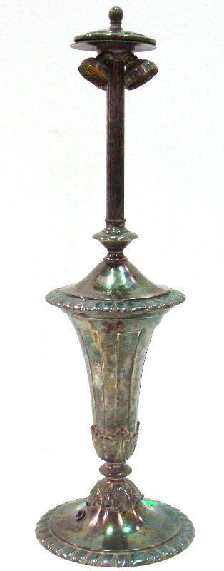 Pairpoint Silverplated Base 3 Light Lamp: Pairpoint silver plated base three light lamp. Measures 22 3/4" tall. For Domestic or International Shipping Quotes Please Feel Call Ryan or Dave at Eagle Shipping Center 561-932-0700 or email them at