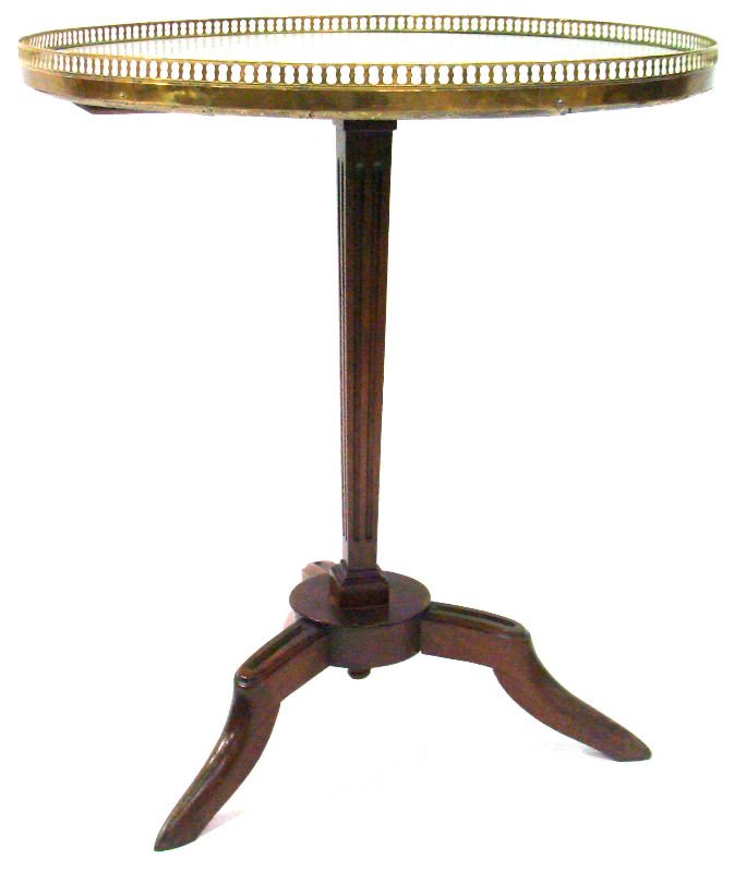 White Marble Top Gallery Table: White marble top gallery table. Measures 23" in diameter x 26 1/4" high. For Domestic or International Shipping Quotes Please Feel Call Ryan or Dave at Eagle Shipping Center 561-932-0700 or email them