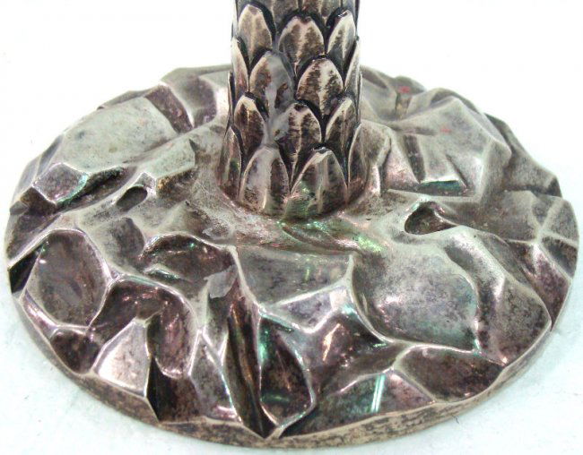 699 Pair Of Tiffany Sterling Palm Tree Candlesticks Lot 699