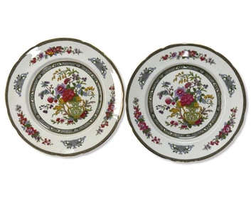 Pair of Paragon Bone China Tree of Kashmir Gold Trim Scalloped Dinner Plates