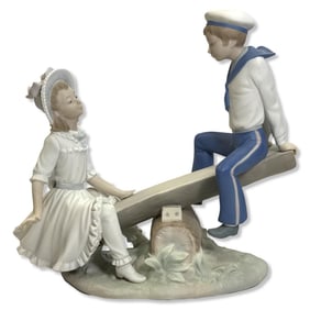 Lladro 1255 Seesaw Porcelain Figurine with Matte Finish