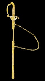 Rare 14kt YG Sword Brooch with Pearls