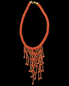 18kt YG & Red Coral Necklace