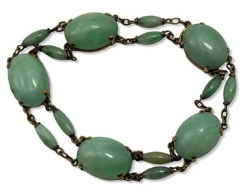 14kt YG & Carved Jade Bracelet