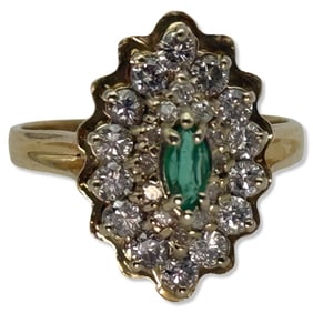 14kt YG, Diamond, & Emerald Ring
