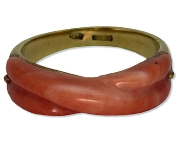 18kt YG & Red Coral Ring