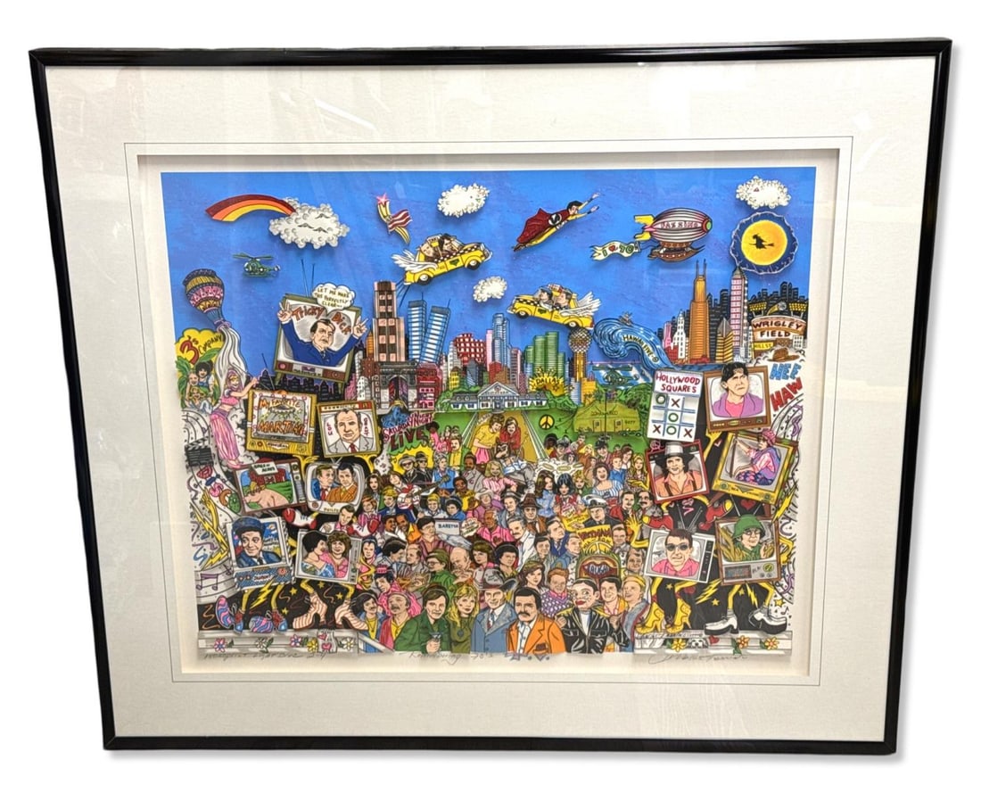 Signed Charles Fazzino (American b. 1955) 3D Mixed Media Remembering 70's TV (1 of 4)