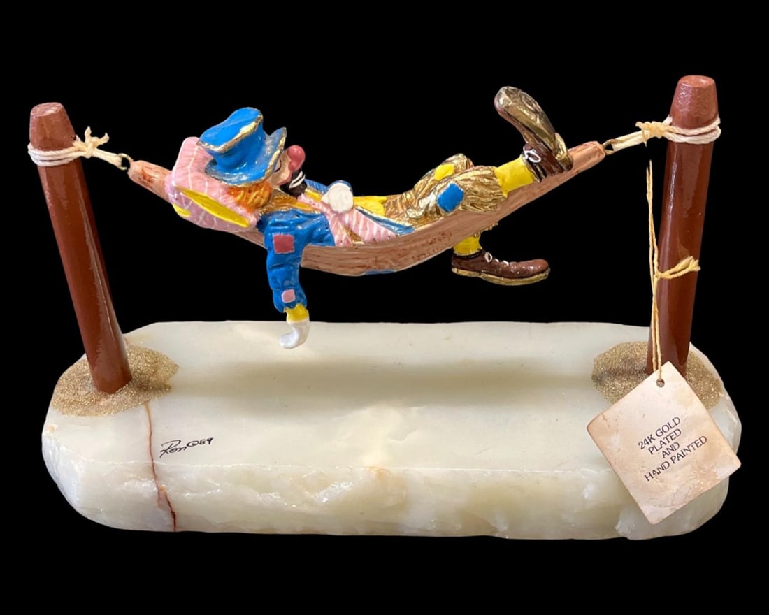 Signed Ron Lee Clown Hobo Swinging Sculpture (1 of 1)
