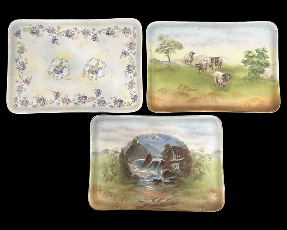 Lot of Three Royal Bayreuth Tapestry Porcelain Trays (1 of 2)