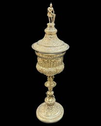 Antique European Sterling Silver Ornately Handchased Lidded Chalice