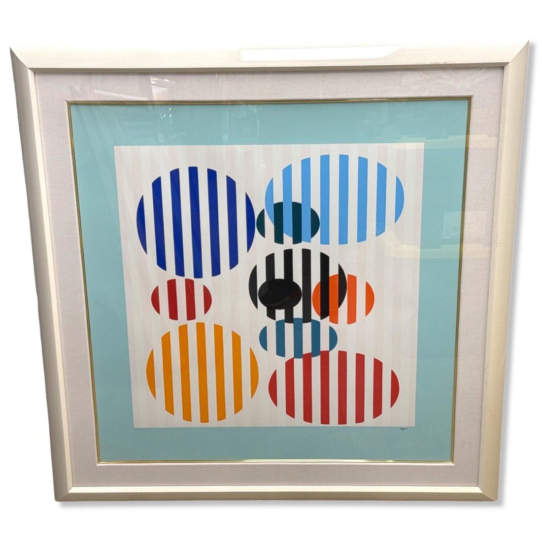 Signed Yaacov Agam (Israeli b. 1928) Screenprint in Color Untitled Circles (1 of 4)