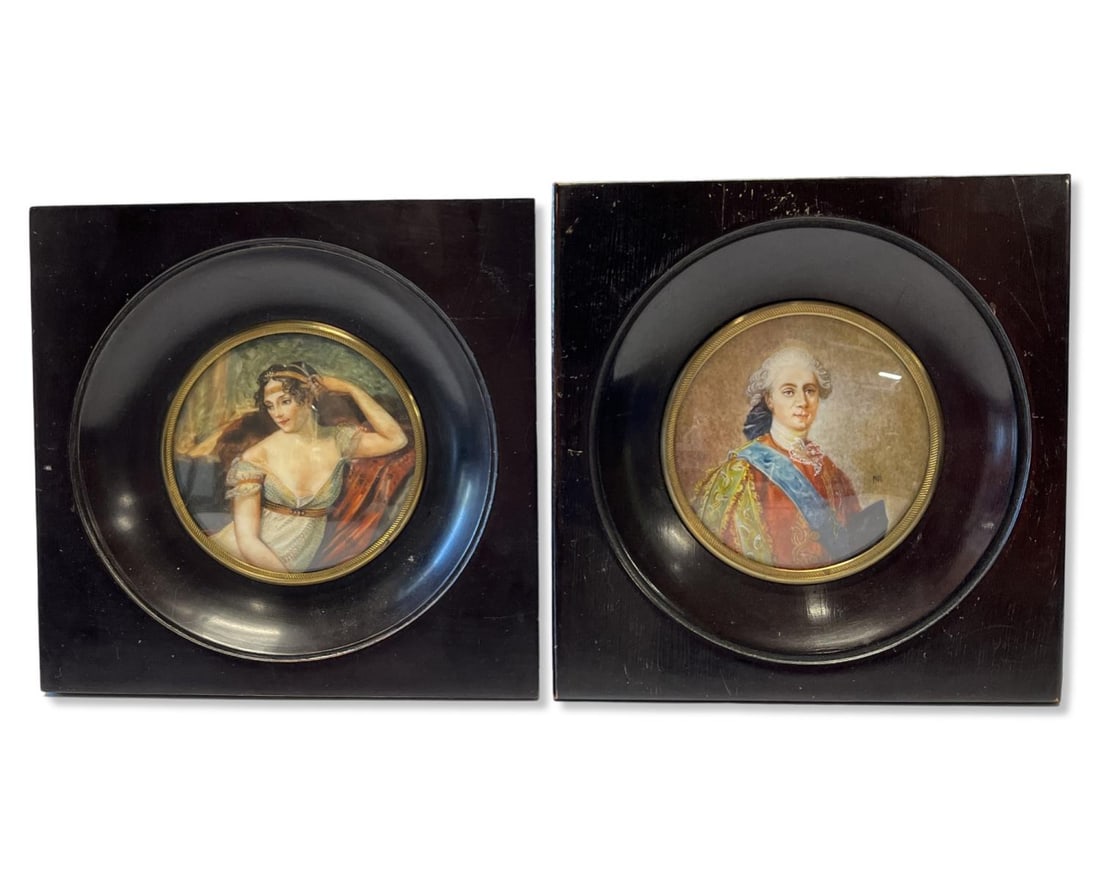 Pair of French Minature Painting Portraits D'Apres Van Loo Louis XVI & D'Apres Prud Hon Josephine (1 of 2)