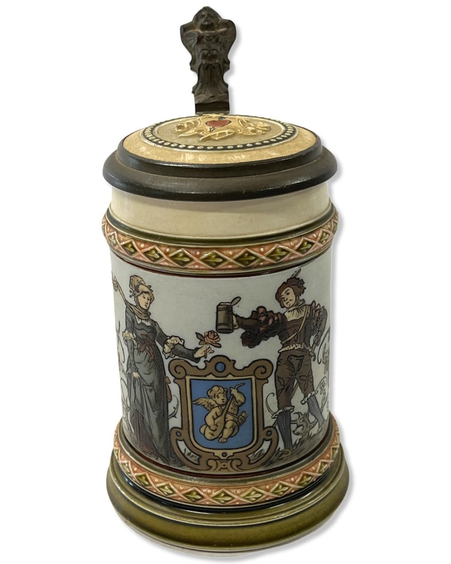 Artist Signed Souvenir Mettlach German Beer Stein (1 of 4)