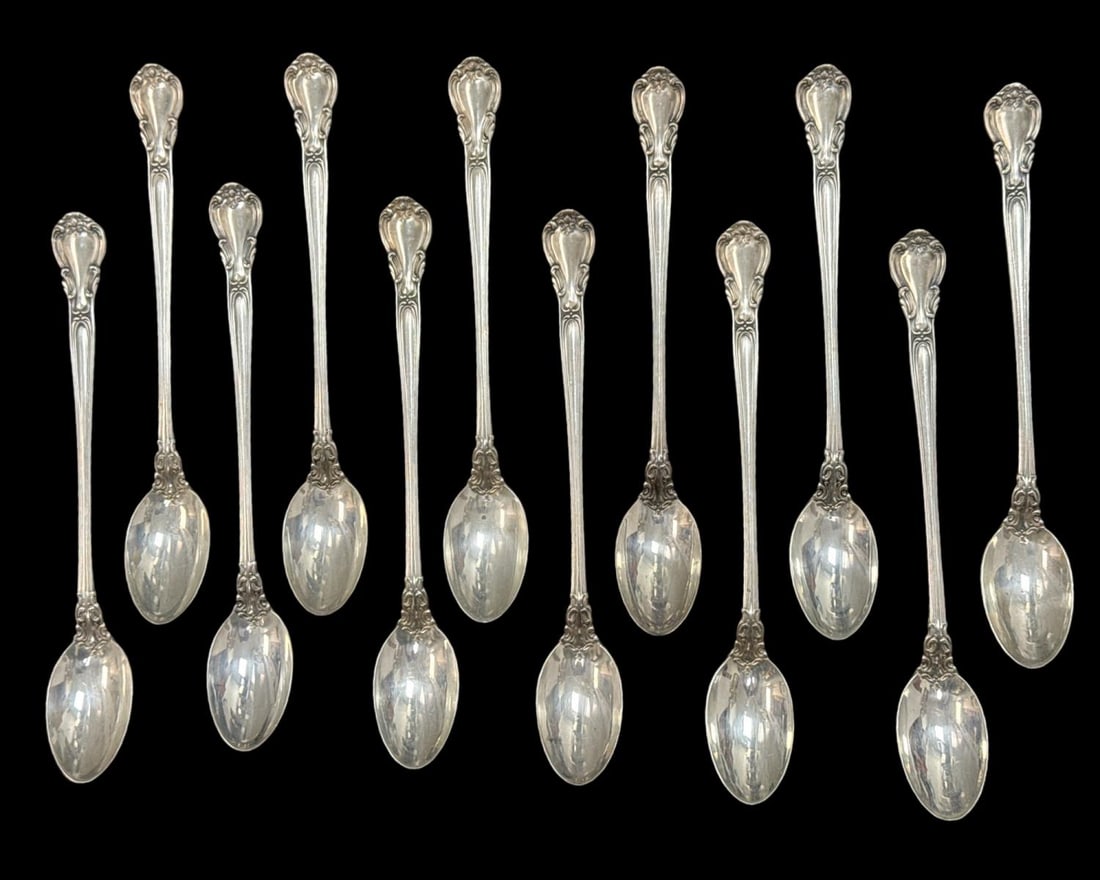Lot of 12 Gorham Sterling Silver Chantilly Iced Tea Spoons (1 of 4)