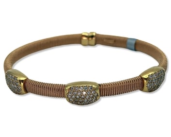 14kt YG + RG & 1.05ct Diamond Bangle Bracelet