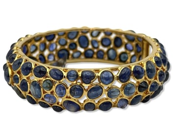 18kt YG & 30.00ct Sapphire Bangle Bracelet