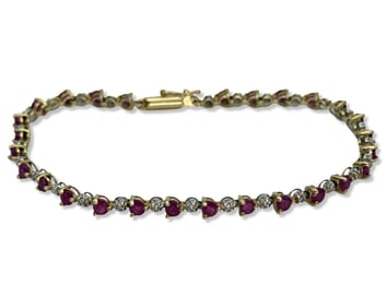 14kt YG, Approx 1.68ct Ruby, & White Sapphire Bracelet