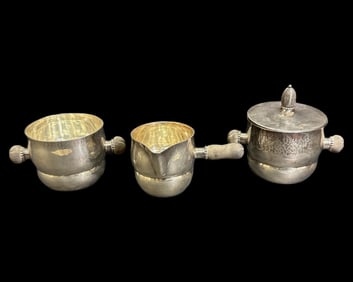 Three Pcs Georg Jensen Sterling Silver Coffee & Creamer Set