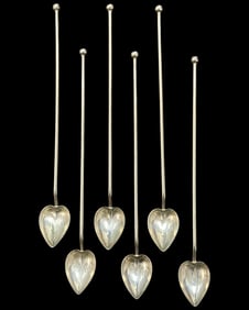 Lot of Six Sterling Silver Ice Tea Spoons with Heart Shaped Bowl