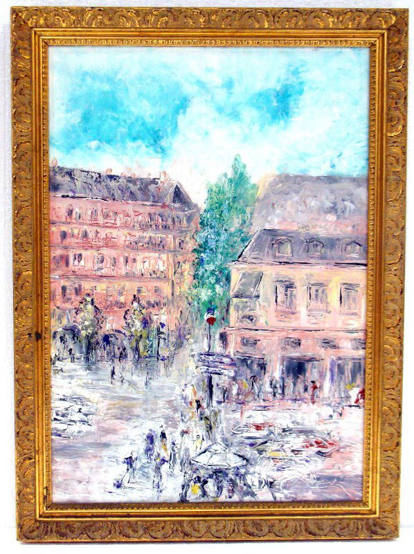 Alfons Bach (1904-1999) Oil Painting on Canvas: Alfons Bach oil painting on canvas depicting a paris scene. Measures 13" x 18" Rue de bac. Born in Magdeburg, Germany, Alfons Bach (1904-1999).He came to the U.S. in 1926 and established an industrial