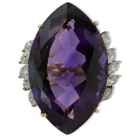 14kt YG, Approx 1.50ct Diamond, & 15.00ct Amethyst Ring