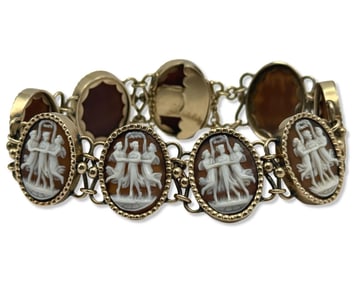 18kt YG & Three Graces Cameo Inset Bracelet