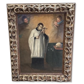 19th Century Religious Motif Oil Painting on Panel
