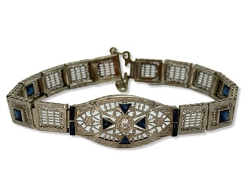 14kt WG, Approx 1.50ct Sapphire, & 0.12ct Diamond Bracelet