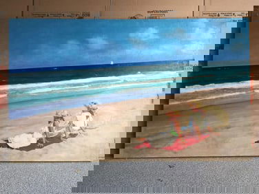 Signed Stuart Kaufman (American, 1926-2008) Beach Bonnets Oil Painting