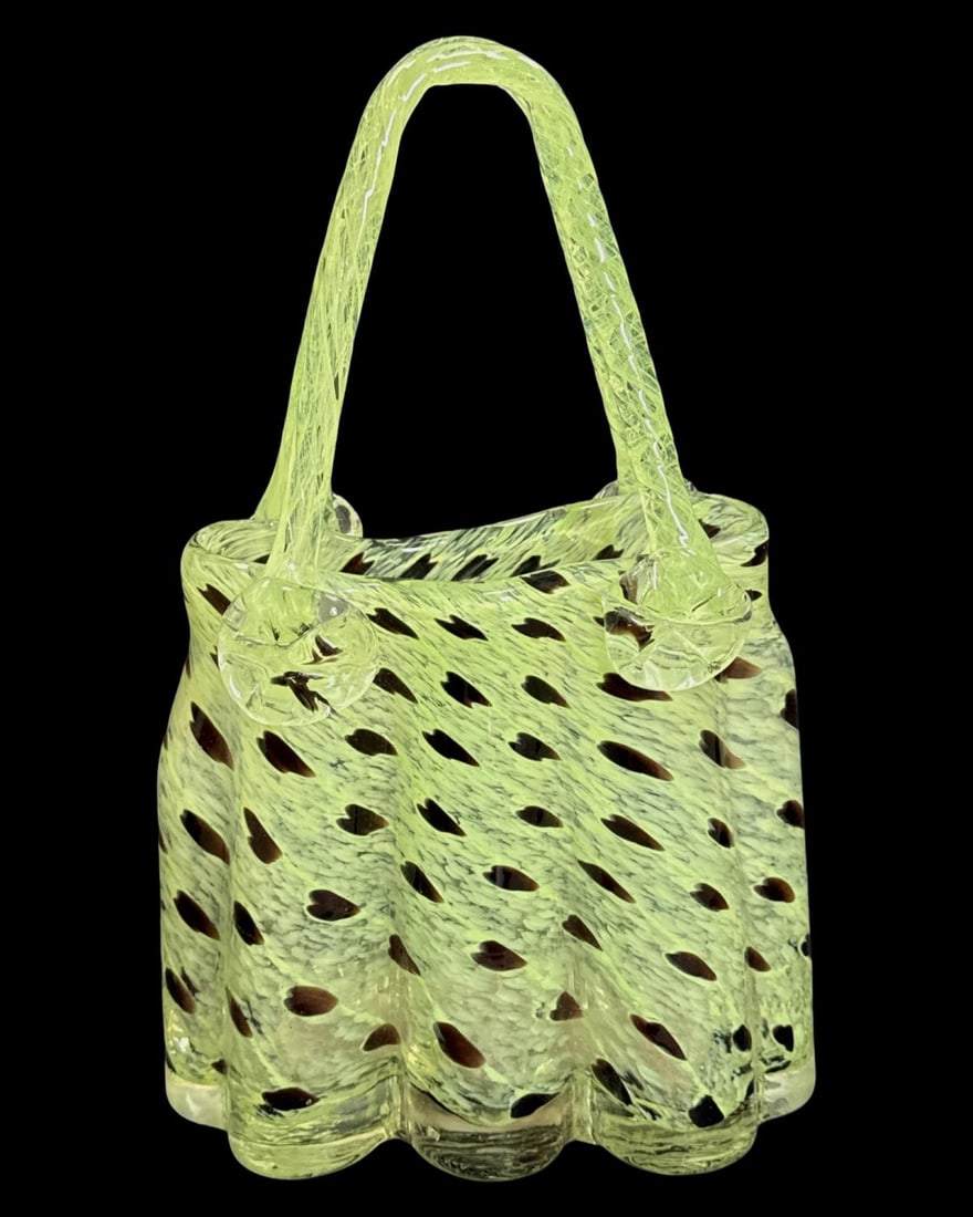 Murano Hand Blown Art Glass Purse Sculpture: Murano Hand Blown Art Glass Purse Sculpture measures H: 13 1/2" x W: 8 1/2"
