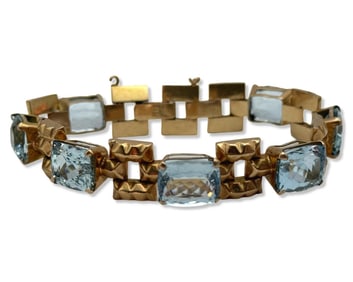 18kt YG & Approx 20.00-25.00ct Aquamarine Bracelet