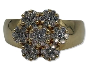14kt YG & 1.00ct Diamond Flower Motif Ring