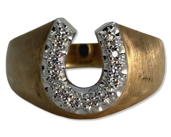 10kt YG & Approx 0.25ct-0.50ct Diamond Horseshoe Ring