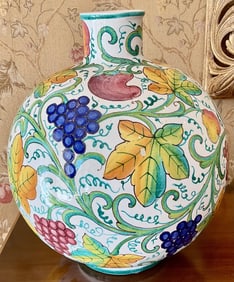 Italian Majolica Style Floral Motif Vase