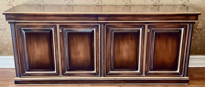 Antique Carved Wood Four Section Sideboard