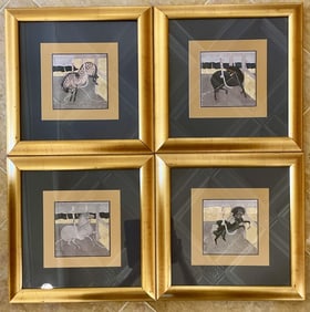 Lot of Four Horse Motif Prints