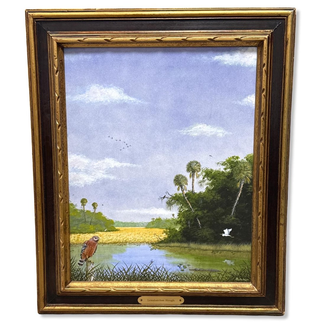 Signed Raymond Plockelman (American, 1943-2021) Oil Painting Loxahatchee Slough: Signed Raymond Plockelman (American, 1943-2021) Oil Painting Loxahatchee Slough. Signed lower right, measures H: 19 5/8" x W: 15 3/8", 3 1/8" frame