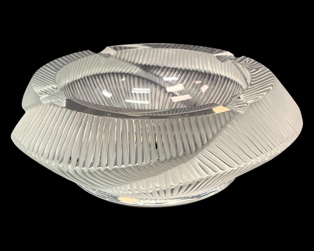 Cristal De Sevres Clear & Frosted Crystal Ashtray: Cristal De Sevres Clear & Frosted Crystal Ashtray measures H: 2 1/2" x DIA: 7"