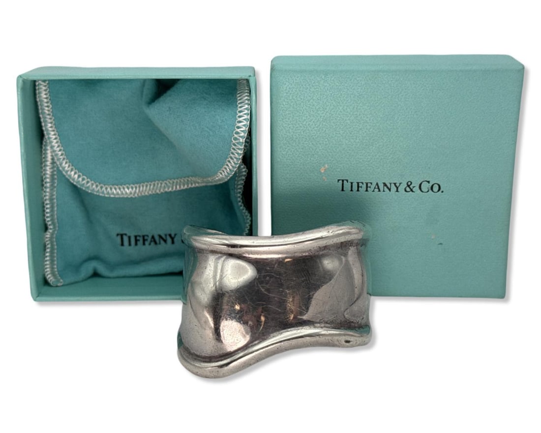 Elsa Peretti for Tiffany & Co. Sterling Silver Small Bone Cuff Bracelet: Elsa Peretti for Tiffany & Co. Sterling Silver Small Bone Cuff Bracelet measures DIA: 2 1/4", weighs 1.72 OZT. Includes original pouch and box