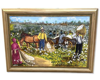Signed Sylvester Wells (American, 1938-2023) Florida Highwaymen Oil Painting on Canvas Rural Farm (1 of 4)