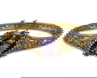 14kt YG, Approx 5.00ct Amethyst, & 0.25ct-0.50ct Diamond Bangle Bracelet