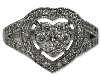 14kt WG & Approx 1.00-1.50ct Diamond Heart Ring