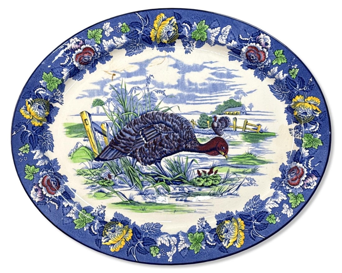 Enoch & Ralph Woods Burslem English Polychrome Turkey Platter (1 of 2)