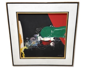 Signed Mario Alfredo Caristina Abstract Oil Painting on Canvas Explosao Das Sentimentos