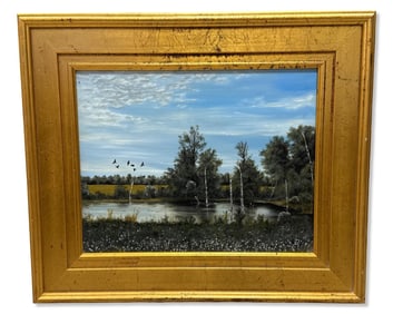 Unsigned Oil Painting on Board of a River Scene