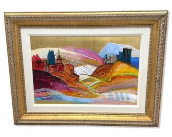 Signed Calman Shemi (Argentina, B. 1939) Red Hills Oil Painting