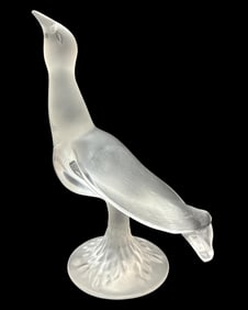 Lalique France Clear & Frosted Crystal Bird Sculpture