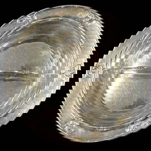 Georg Jensen Sterling Silver Divided Dish: Georg Jensen Sterling Silver Divided Dish. Stamped sterling 925, Denmark 228E, measures H: 2 1/2" x DIA: 11", weighs 26 OZT