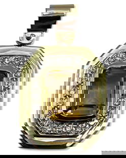 18kt YG, Approx 3.50ct Yellow Topaz & 1.00-1.50ct Diamond Pendant: 18kt YG, Approx 3.50ct Yellow Topaz & 1.00-1.50ct Diamond Pendant measures L: 1 3/8", weighs 4.01dwt/6.25g