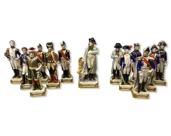 Lot of 13 Scheibe Alsbach German Porcelain Figurines of Napoleon & His Generals in Court